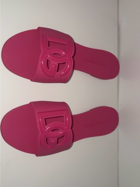 Dolce & Gabbana Shoes - Dolce & Gabbana Hot Pink Logo Rubber Slide Sandals